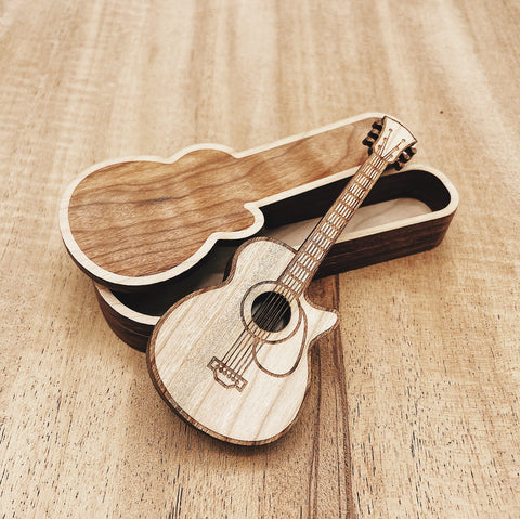 Mini Guitar with Wood Case