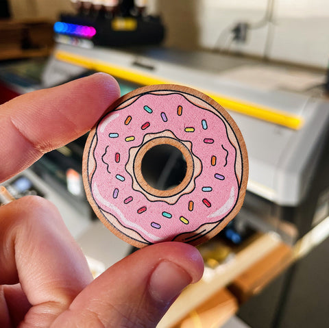 2" Doughnut Color Wooden Sticker