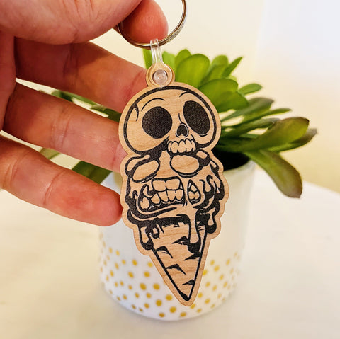 Skeleton Cone Color Wooden Keychains