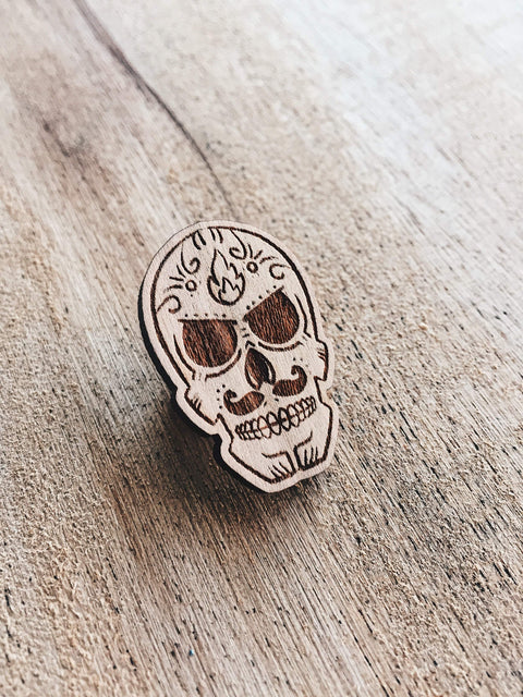 Austin Light Calavera Wooden Pin