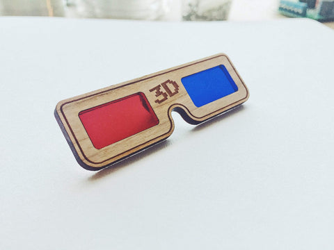 Jake Mize 3D Glasses Wooden Pin