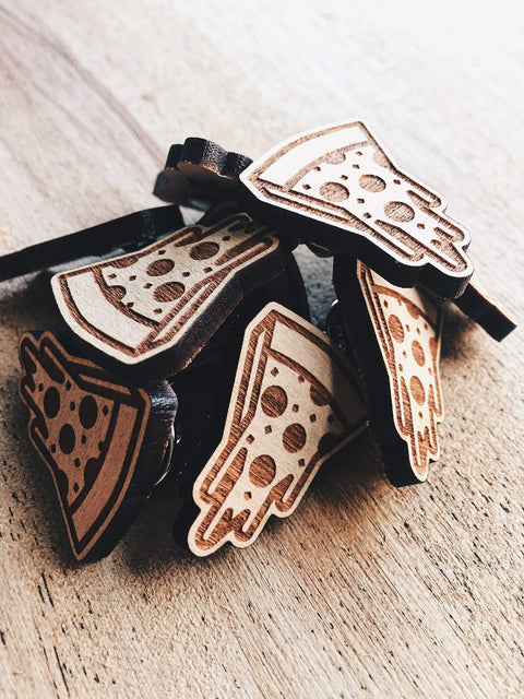 Jake Mize Cheesy Pizza Wooden Pin