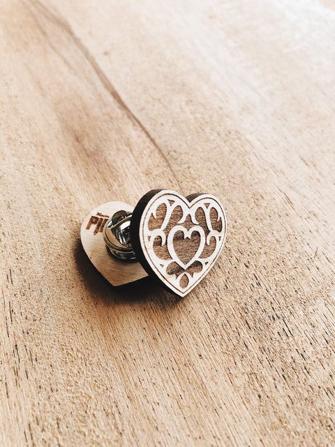 Jake Mize Heart Container Wooden Pin