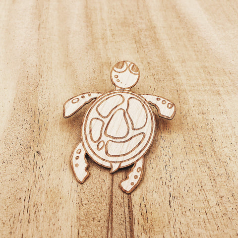 Turtle Engraved Wooden Sticker