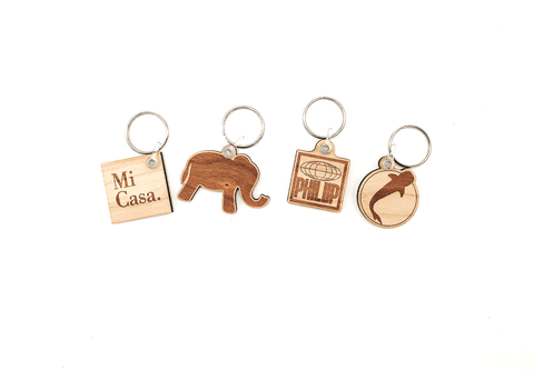 Engraved Wooden Keychains branded wood charms