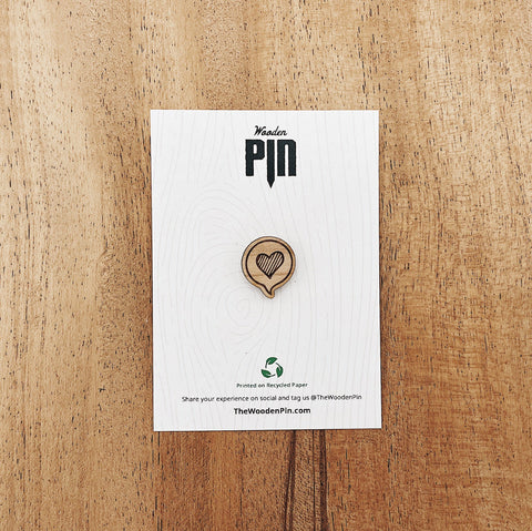 The Wooden Pin Mini Heart Emoji Wooden Pin