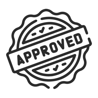 Badge with the word Approved written across the middle