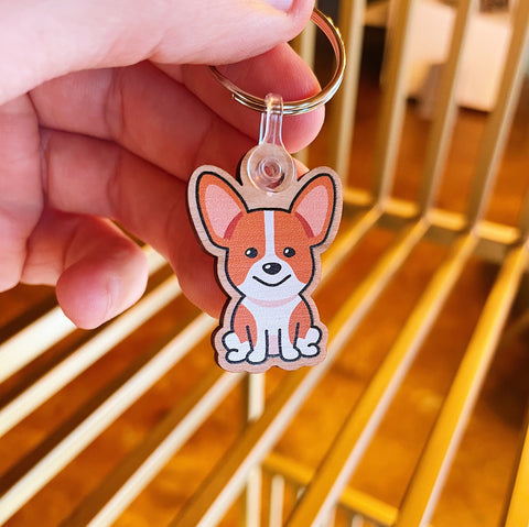 Corgi Color Wooden Keychain