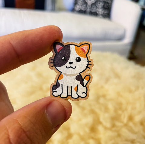 Cat Color Wooden Sticker