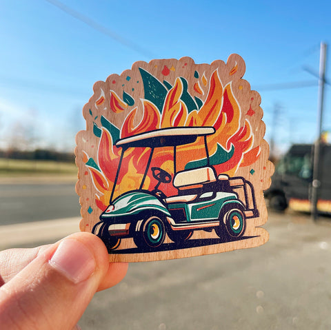 Golf Cart Color Wooden Sticker