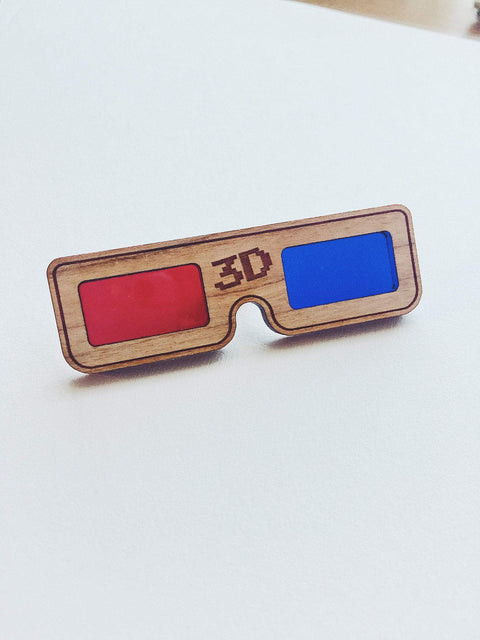 Jake Mize 3D Glasses Wooden Pin