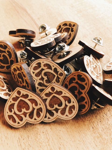 Jake Mize Heart Container Wooden Pin