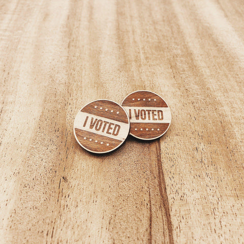 Jake Mize I Voted Wood Pin Set