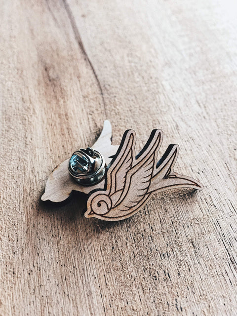 Jake Mize Swallow Wooden Pin