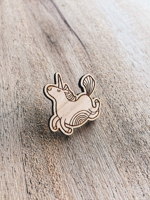 Jake Mize Unicorn Wooden Pin