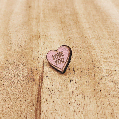Valentine Candy Heart Wooden Pin Set