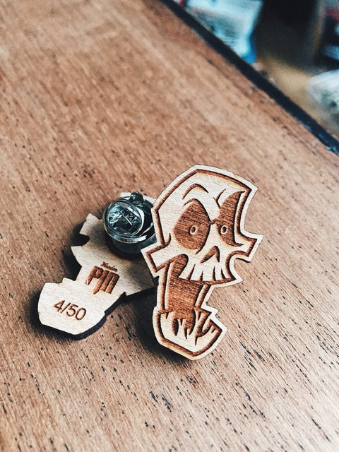 Skull & Bones Wooden Pin