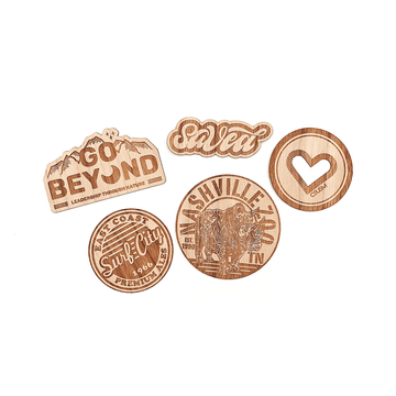 Sticker Simulate Wood Custom Wooden Stickers, wooden decals, & labels. Engraved & full Color