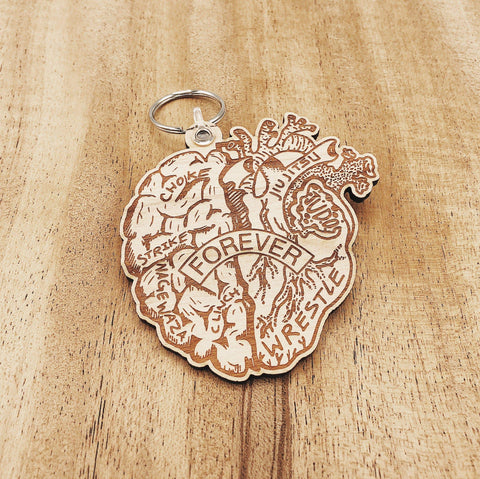 heart wooden keychain
