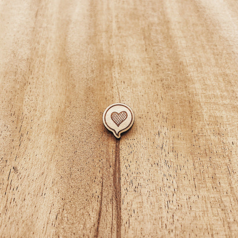 The Wooden Pin Mini Heart Emoji Wooden Pin